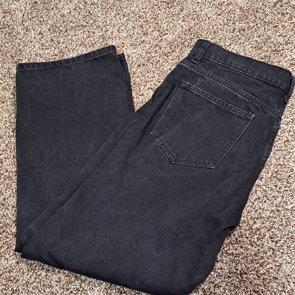Zara Buttonfly Straight Leg Jeans Black Size 12